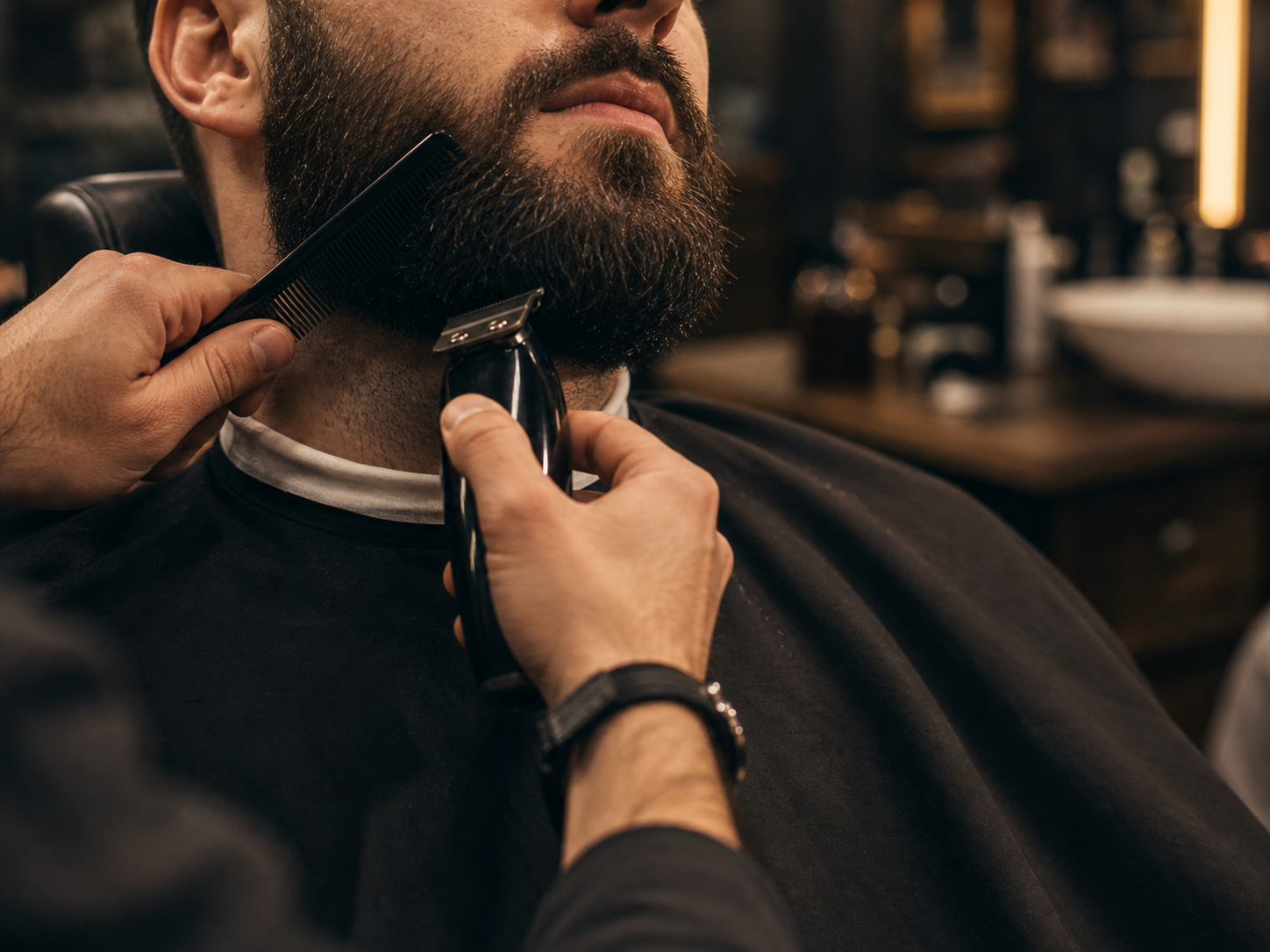Perfilado de barba con maquina
