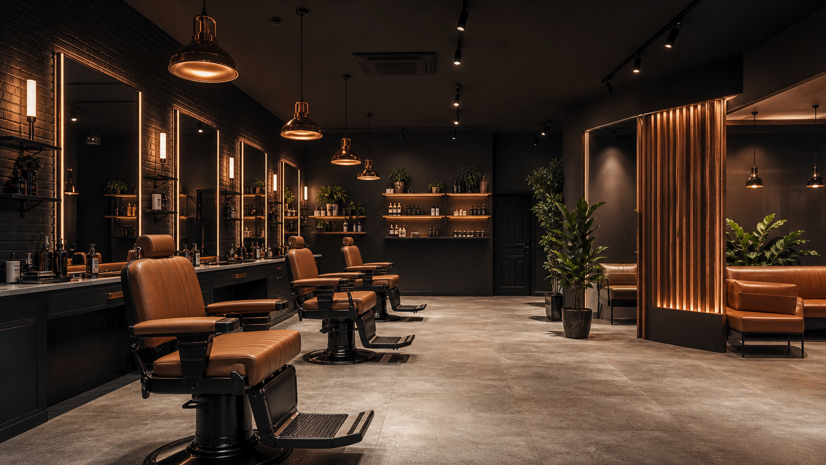 Interior de una barberia moderna