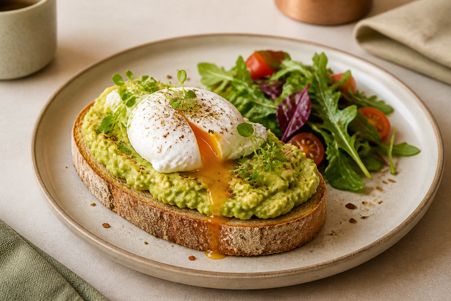 Tostada gourmet con palta y huevo
