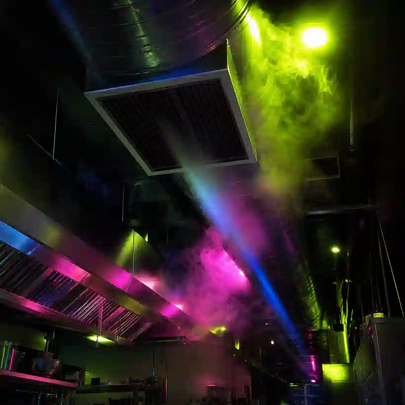 Ductos de ventilacion con iluminacion intensa