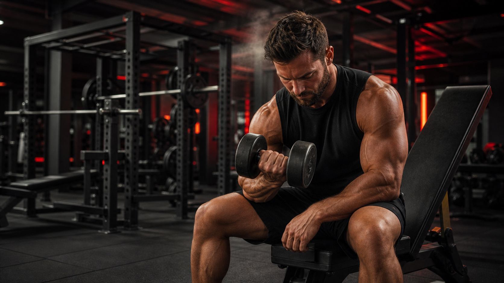 Zona de musculacion con entrenamiento de fuerza