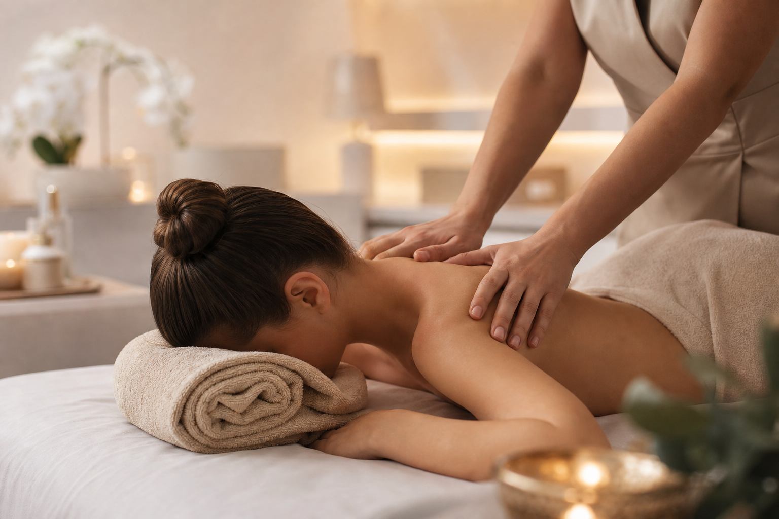 Masaje relajante en ambiente spa premium